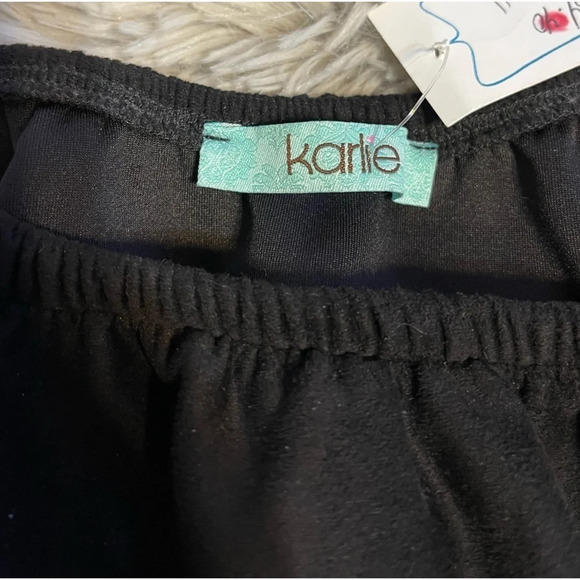 NWT Karlie mini dress faux suede off shoulder black ruffle small - Picture 4 of 8